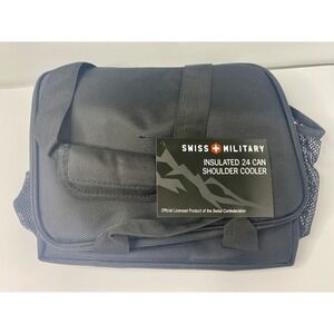 SWISS Military Insulated‎ 24 Can Shoulder Cooler Bag Black New W/ Shoulder Strap